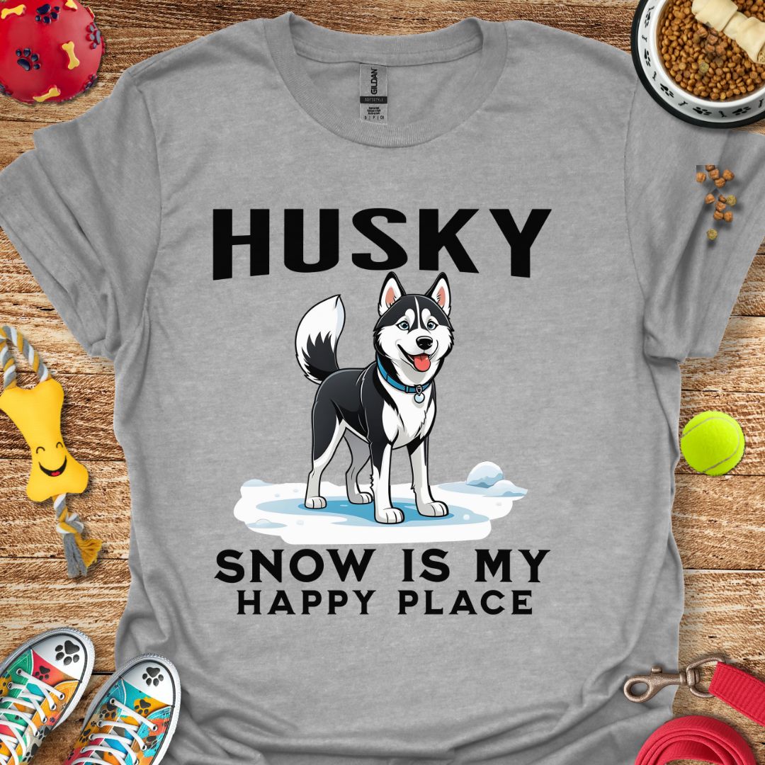 Husky Snow is My Happy Place T-Shirt