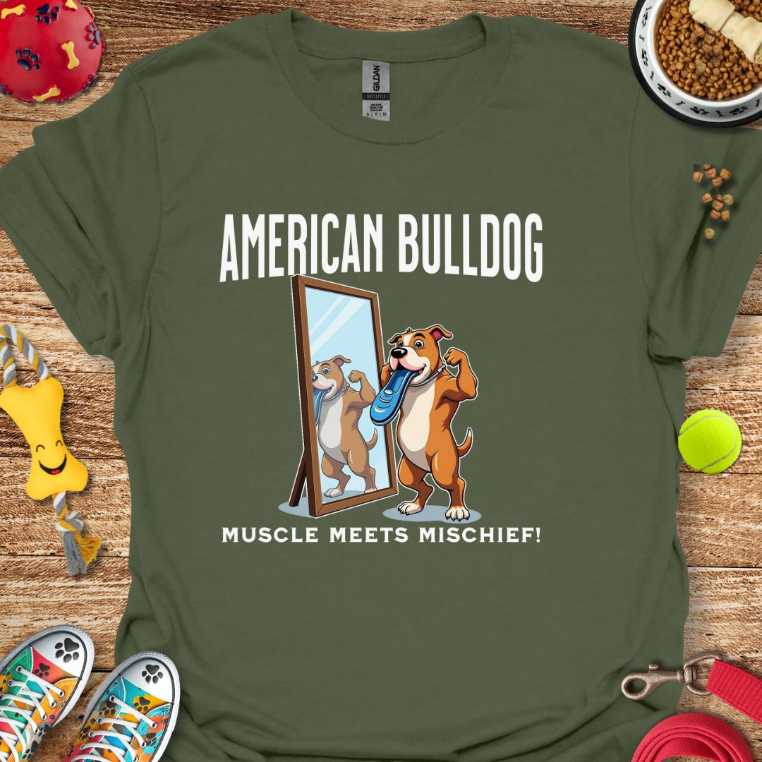 American Bulldog Muscle Meets Mischief T-Shirt