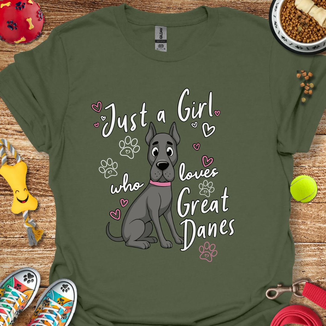 Just A Girl Great Dane T-Shirt