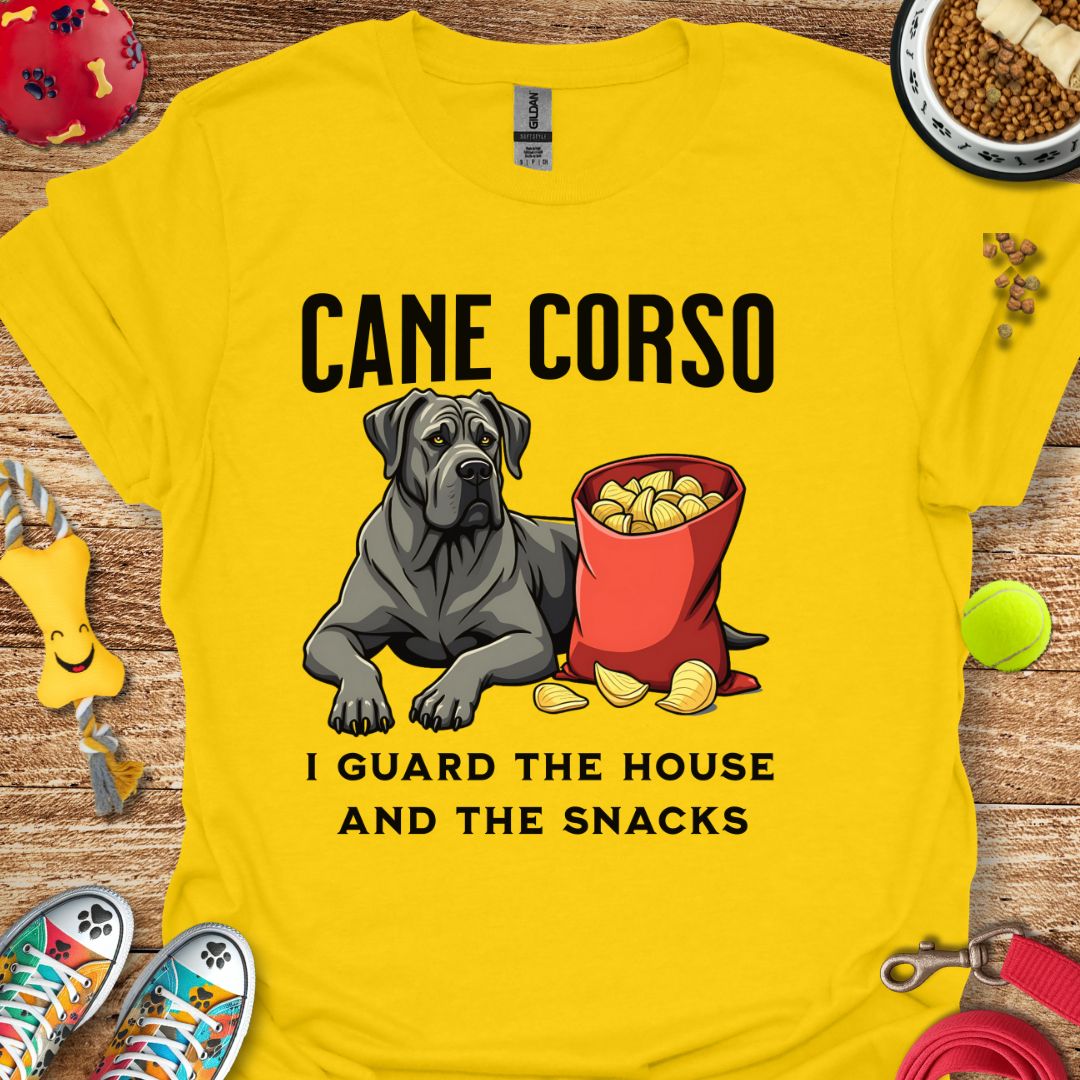 Cane Corso Guarding House and Snacks T-Shirt