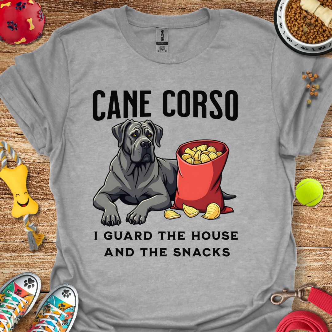 Cane Corso Guarding House and Snacks T-Shirt
