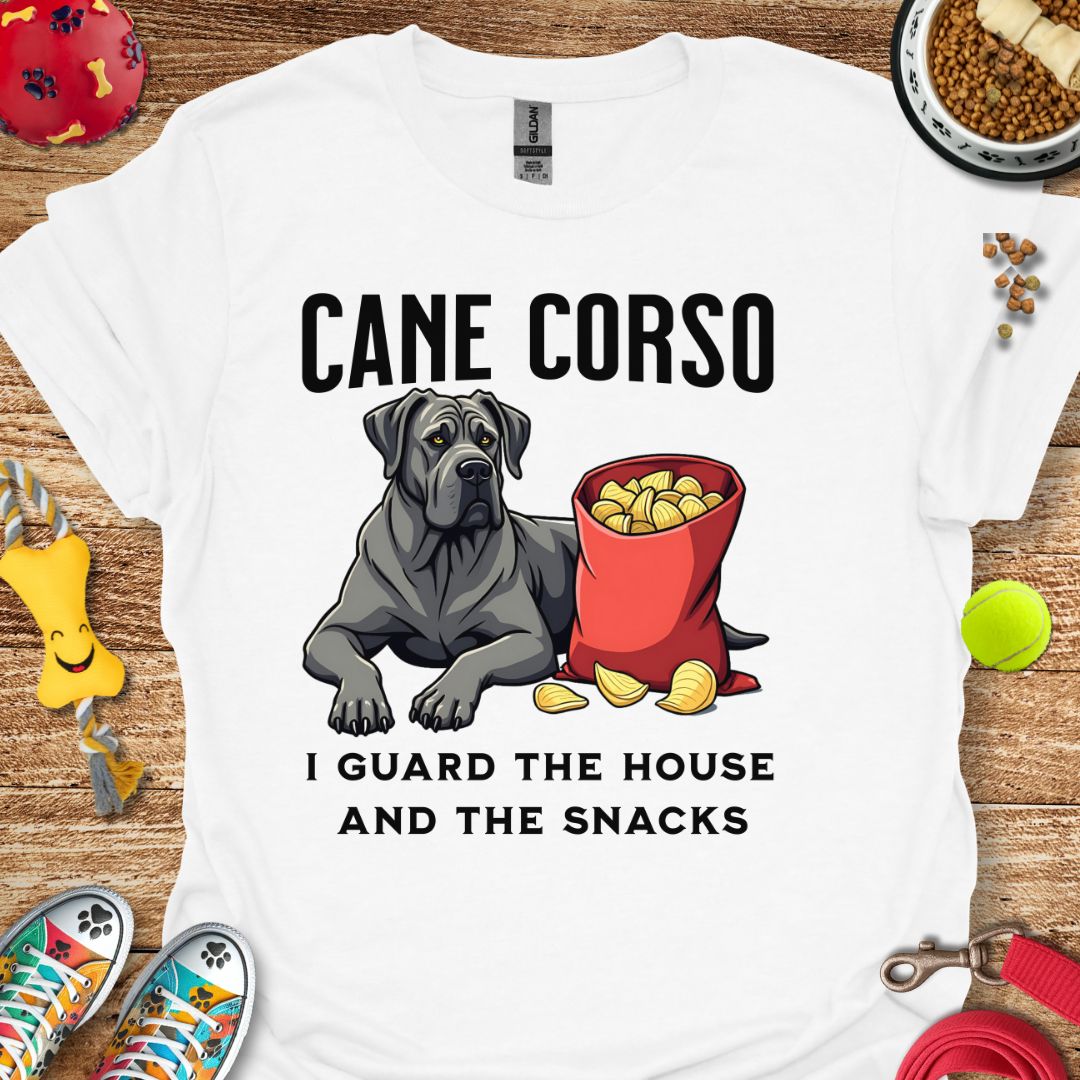 Cane Corso Guarding House and Snacks T-Shirt