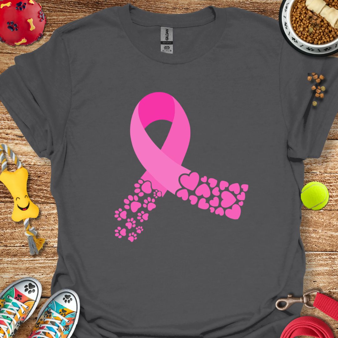 Pink Ribbon Paws and Hearts T-Shirt