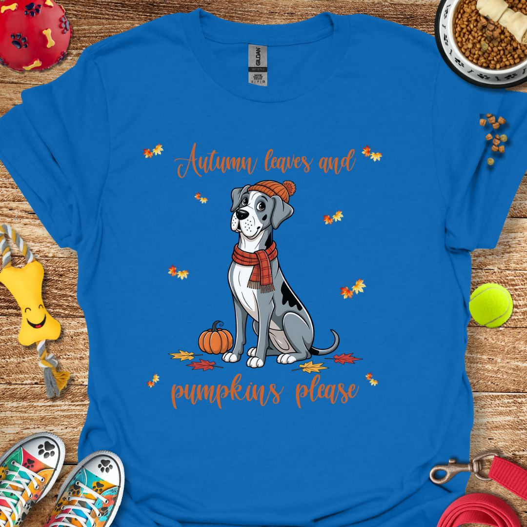 Autumn Leaves Great Dane T-Shirt