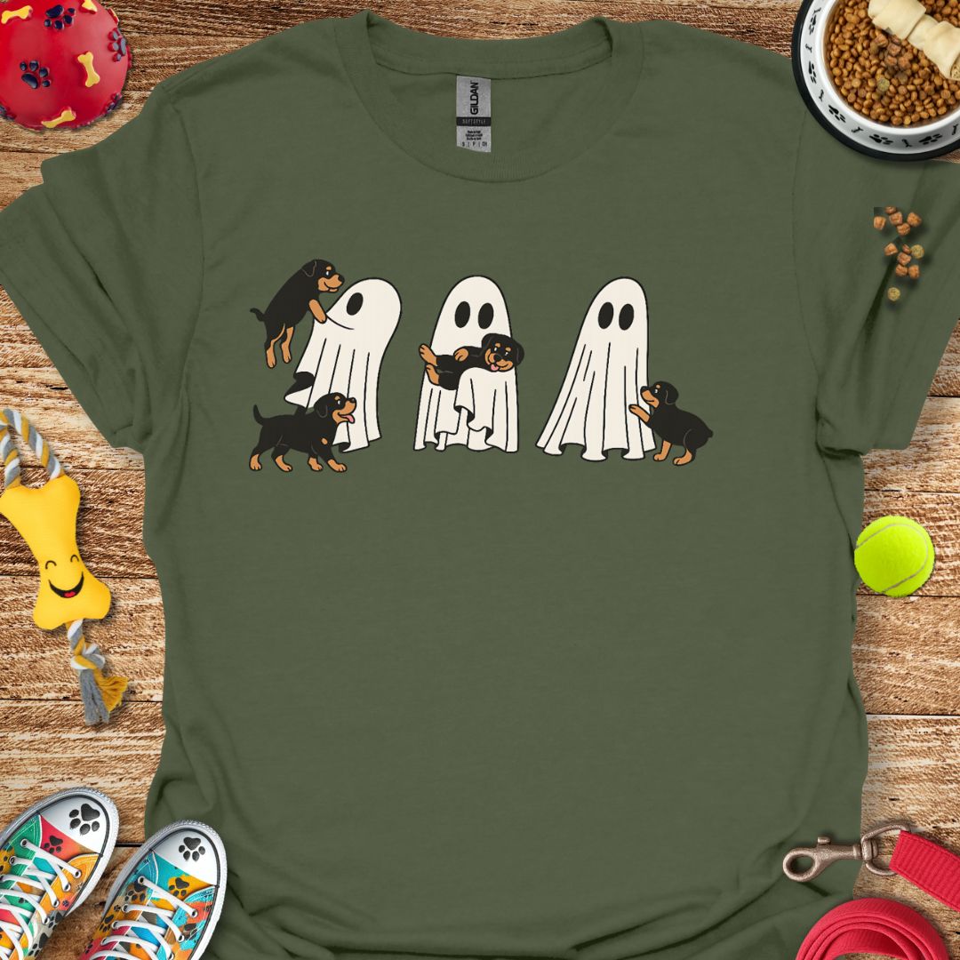 Ghost with Rottweiler Pups T-Shirt