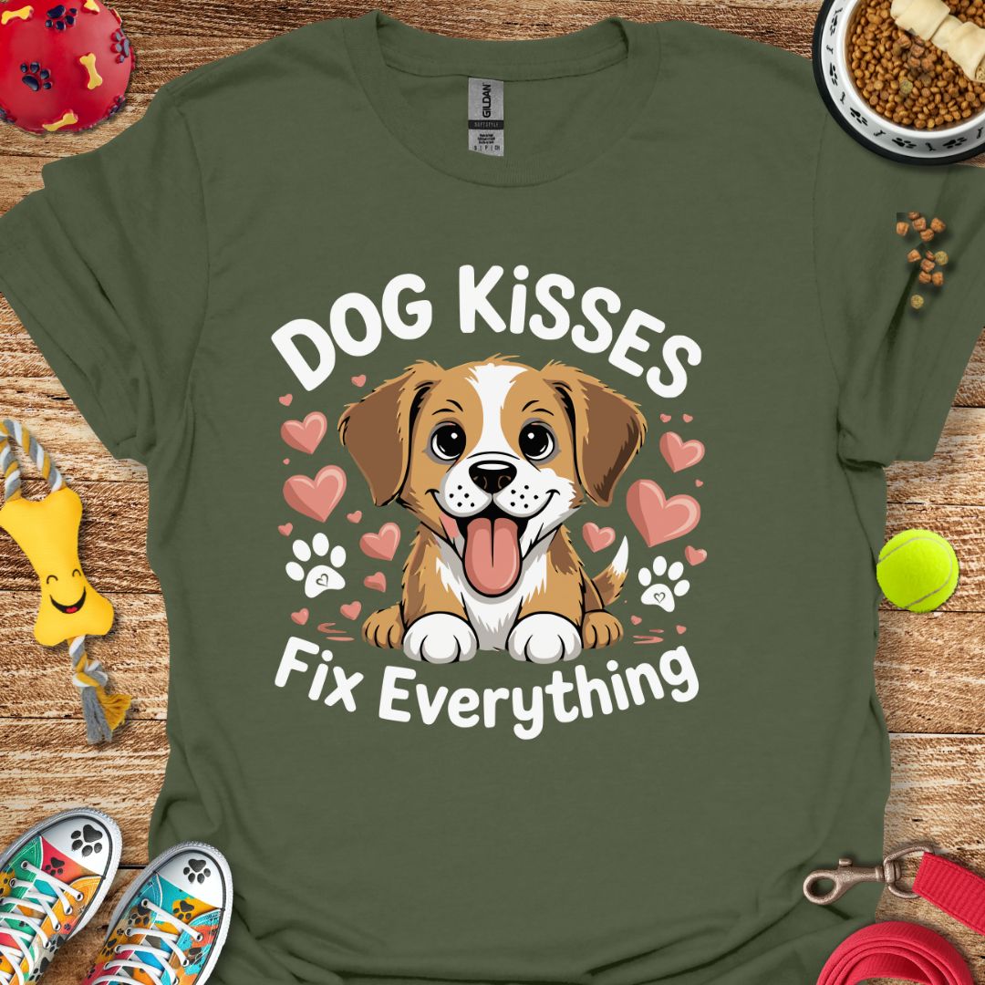 Dog Kisses Fix Everything Cute T-Shirt