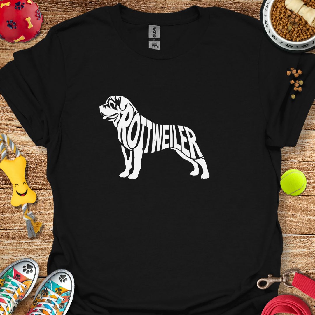 Rottweiler Silhouette Word T-Shirt