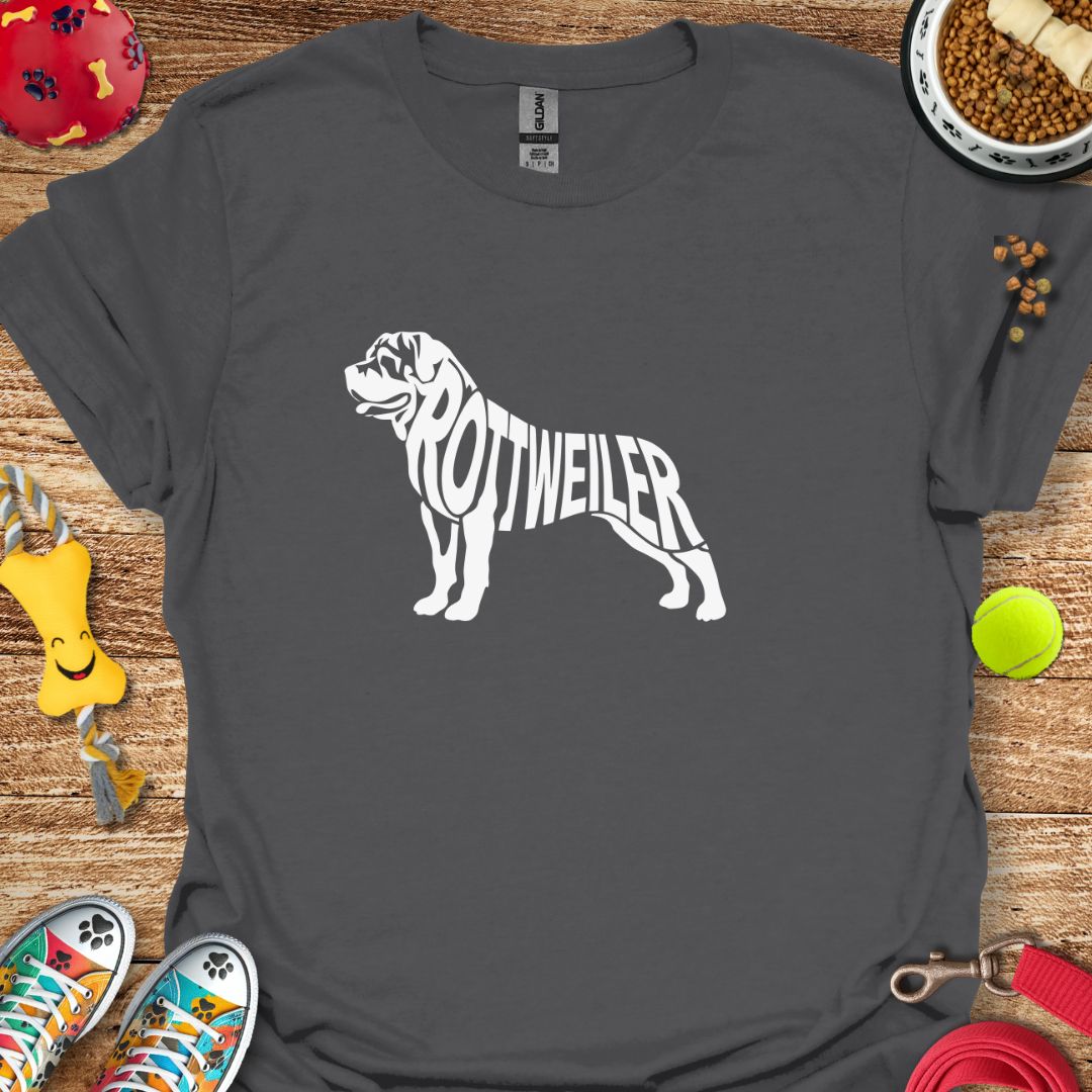 Rottweiler Silhouette Word T-Shirt