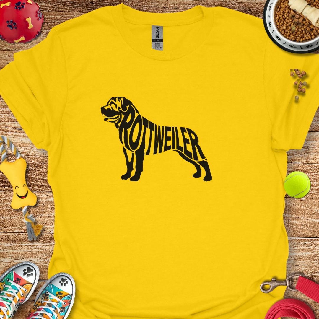 Rottweiler Silhouette Word T-Shirt