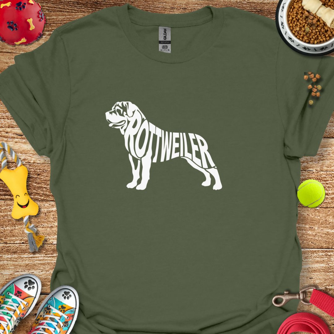 Rottweiler Silhouette Word T-Shirt