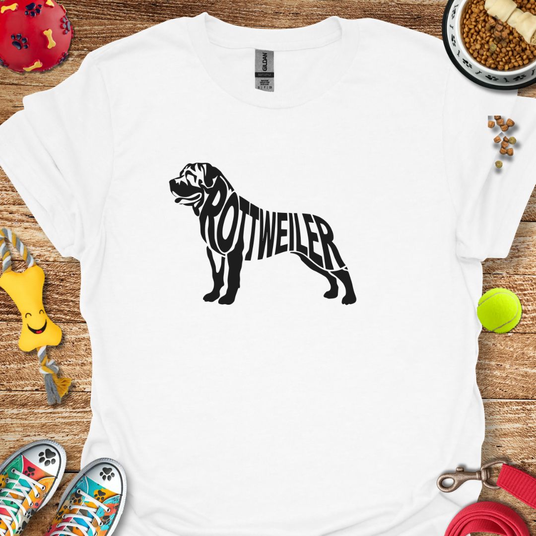 Rottweiler Silhouette Word T-Shirt