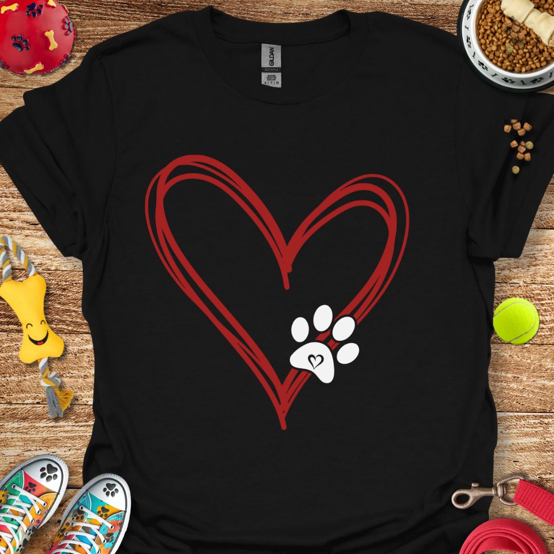 Drawn Paw Heart T-Shirt