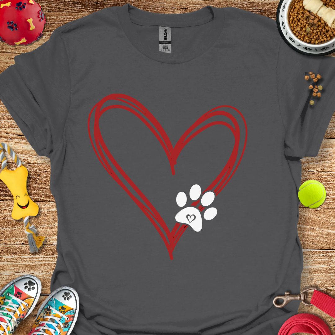 Drawn Paw Heart T-Shirt