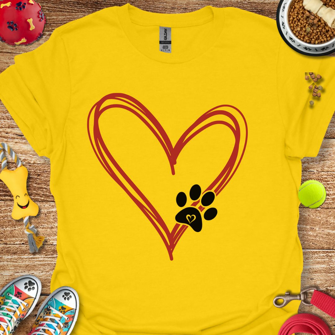 Drawn Paw Heart T-Shirt