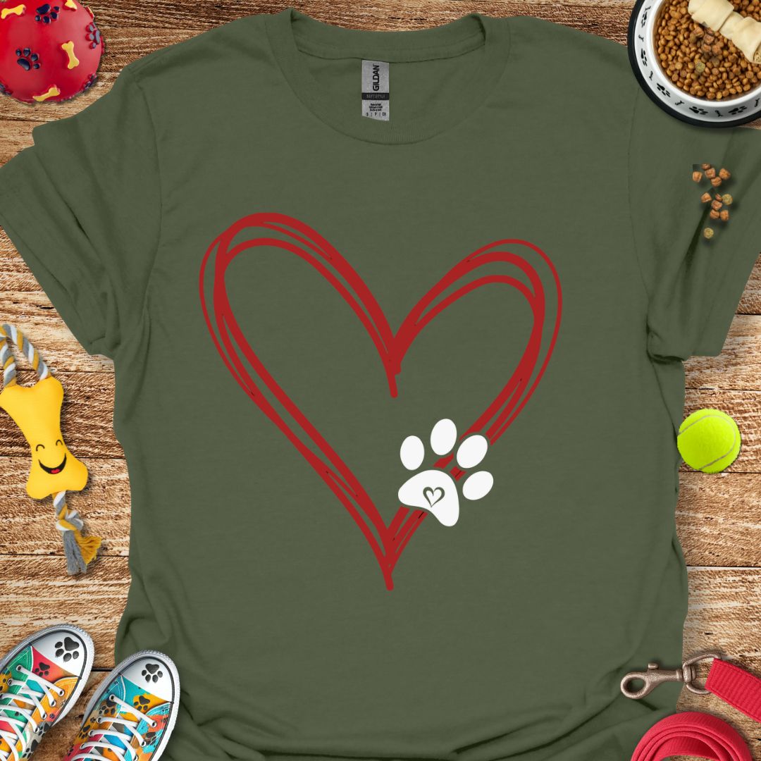 Drawn Paw Heart T-Shirt