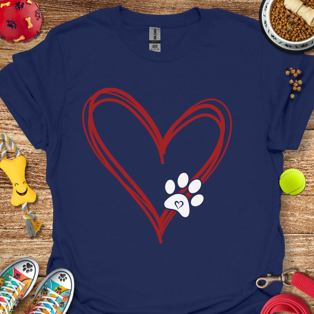 Drawn Paw Heart T-Shirt