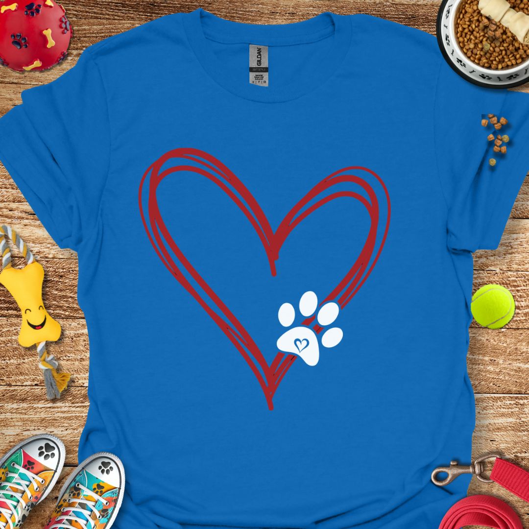Drawn Paw Heart T-Shirt