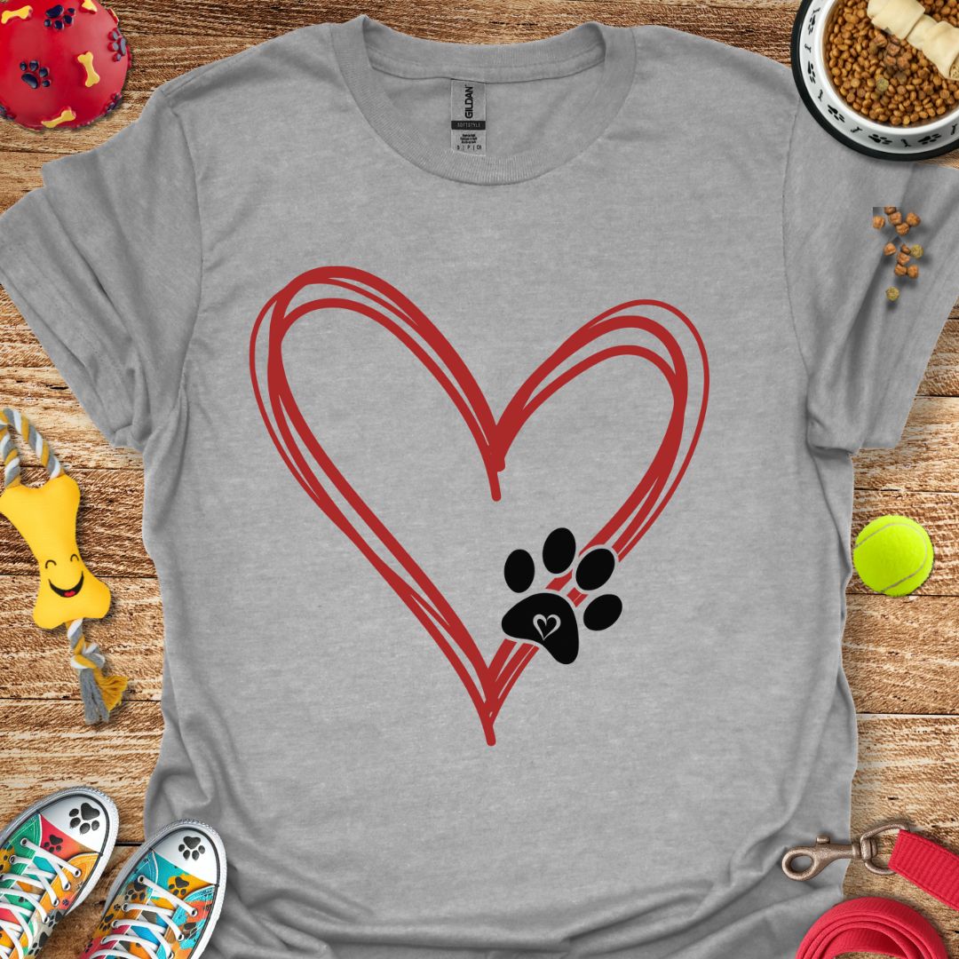 Drawn Paw Heart T-Shirt