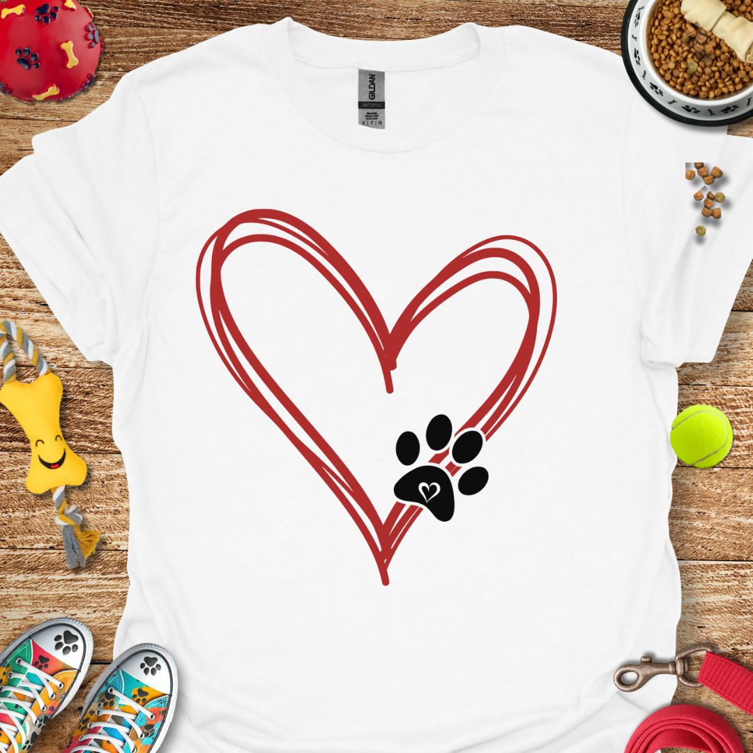 Drawn Paw Heart T-Shirt