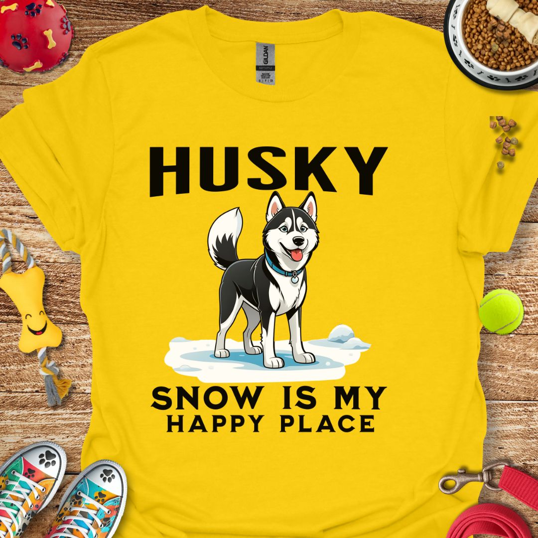 Husky Snow is My Happy Place T-Shirt