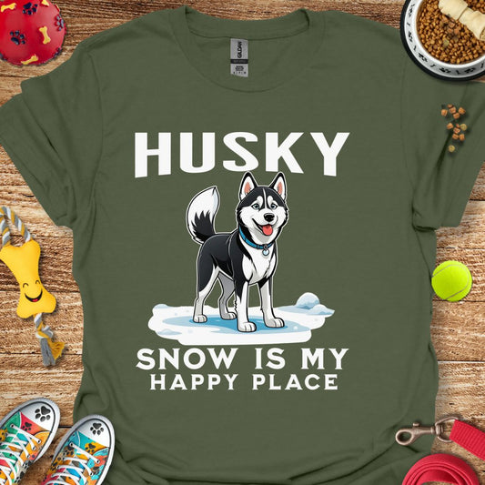 Husky Snow is My Happy Place T-Shirt