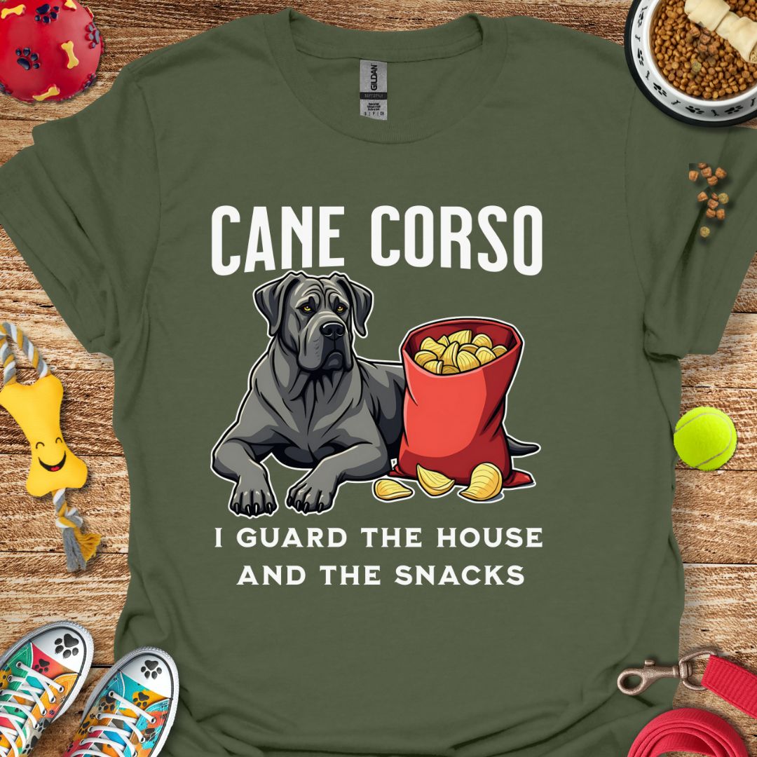 Cane Corso Guarding House and Snacks T-Shirt