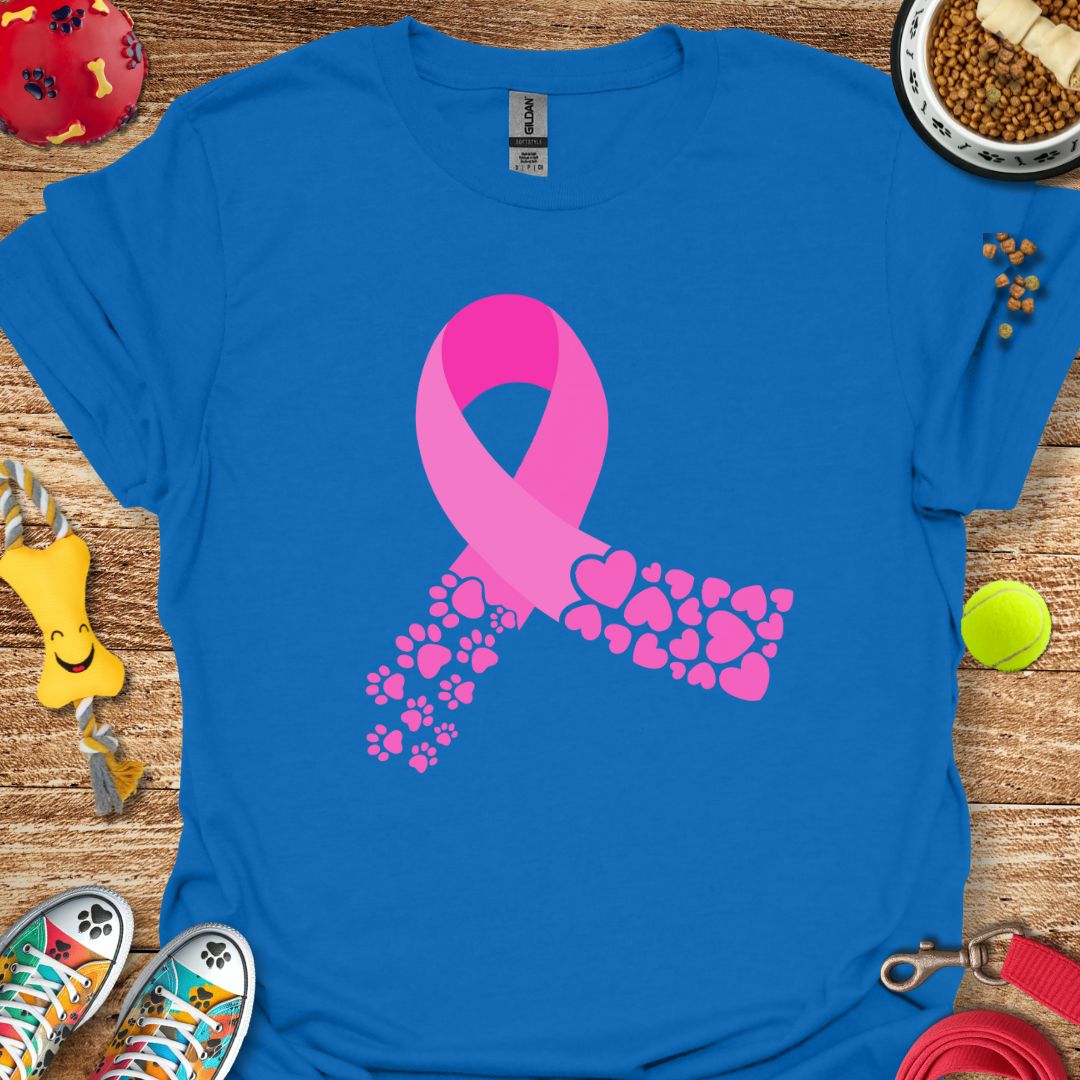 Pink Ribbon Paws and Hearts T-Shirt
