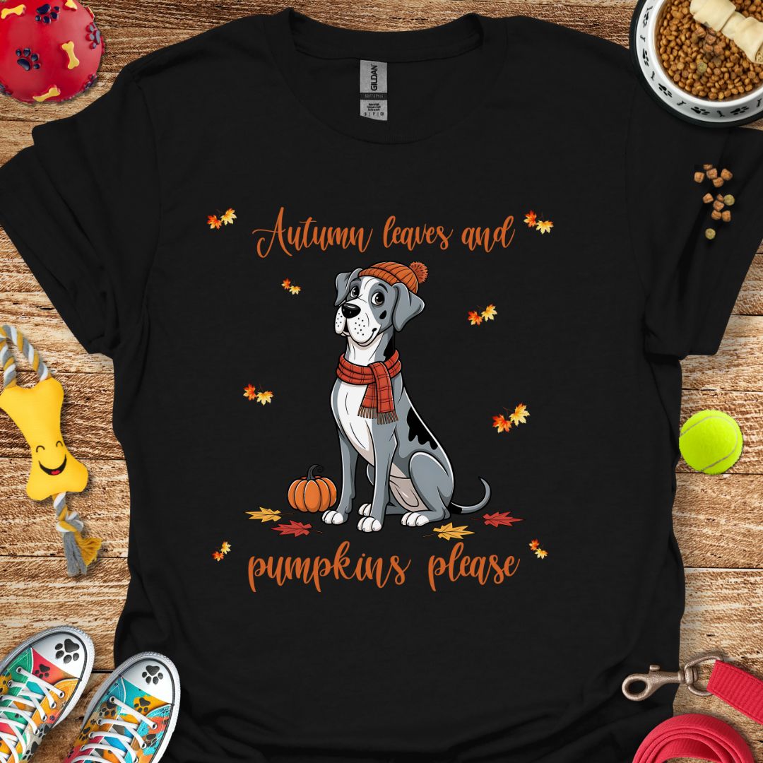 Autumn Leaves Great Dane T-Shirt