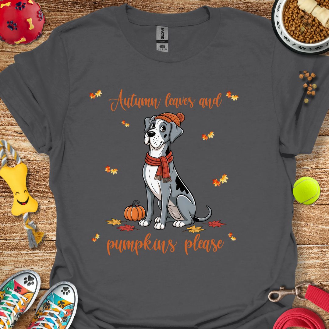Autumn Leaves Great Dane T-Shirt