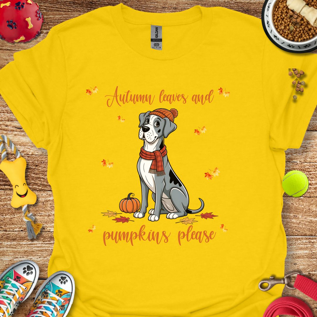 Autumn Leaves Great Dane T-Shirt