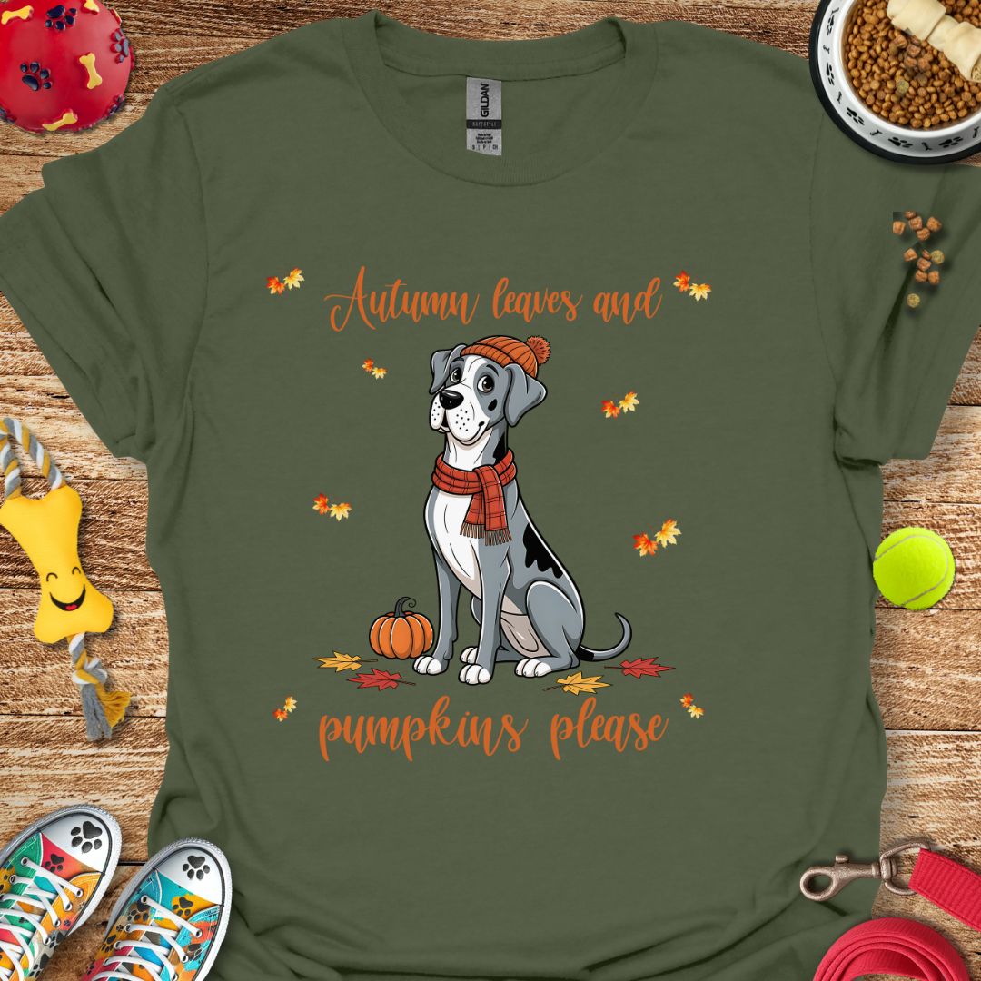 Autumn Leaves Great Dane T-Shirt
