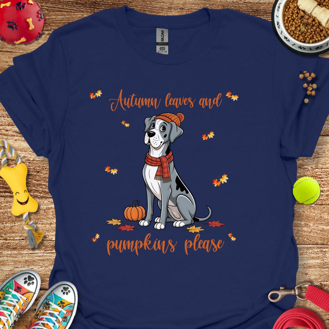 Autumn Leaves Great Dane T-Shirt