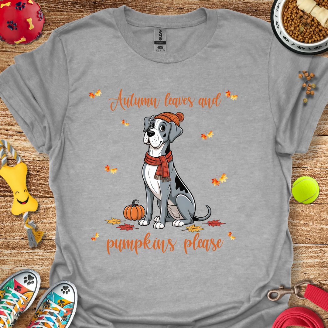 Autumn Leaves Great Dane T-Shirt