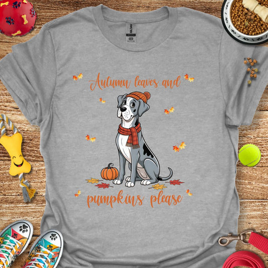 Autumn Leaves Great Dane T-Shirt