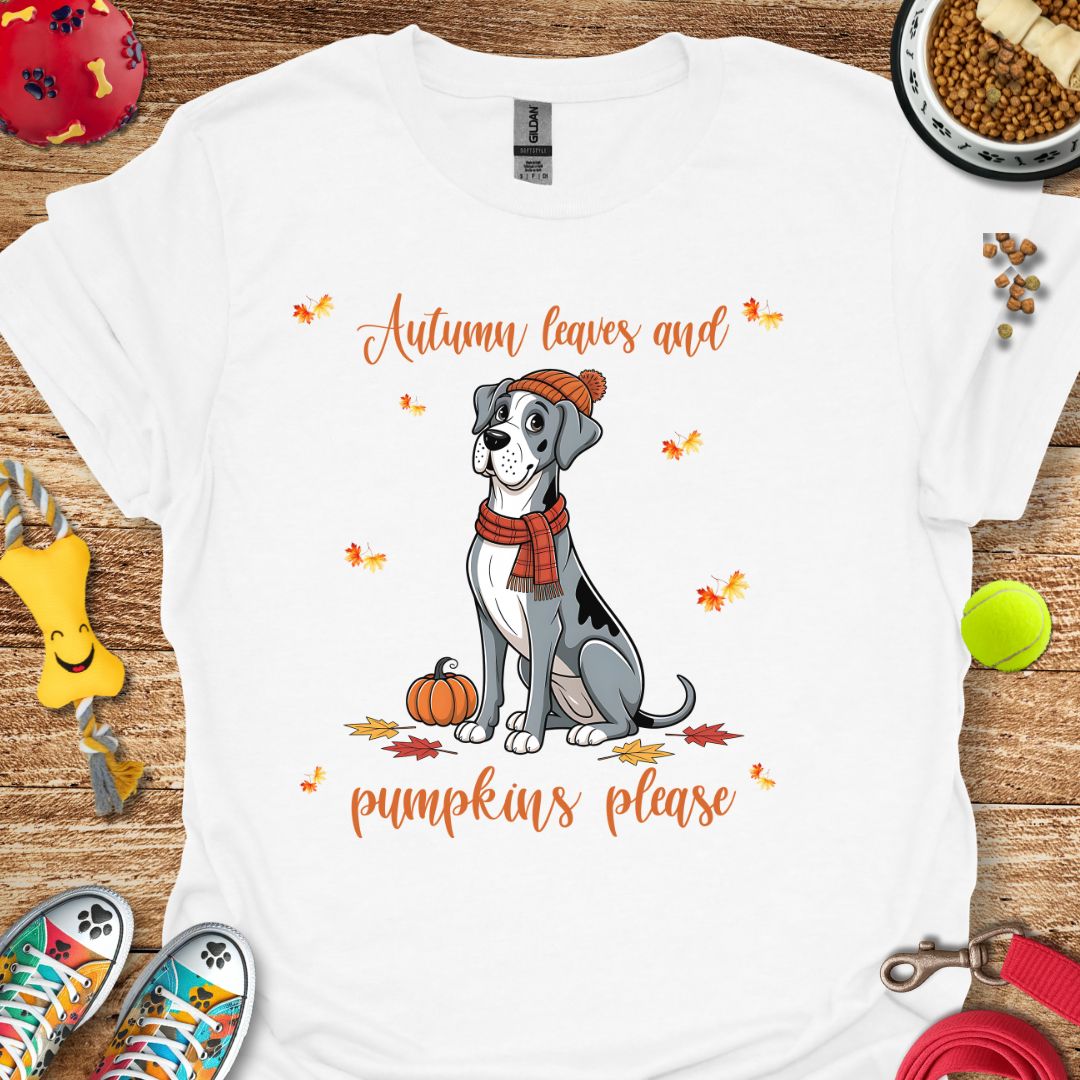 Autumn Leaves Great Dane T-Shirt
